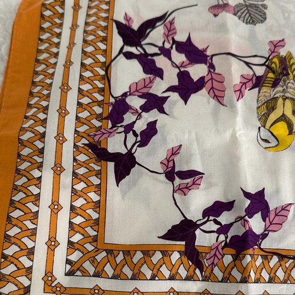 Tory Burch Orange and Cream Patterned Scarf - Picture 5 of 9